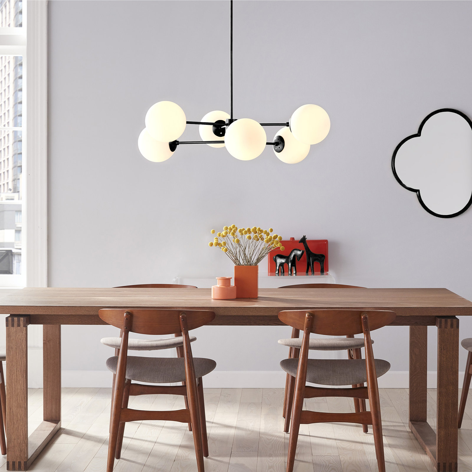 Glint 6 - Light Metal Dimmable Sphere Chandelier, Black