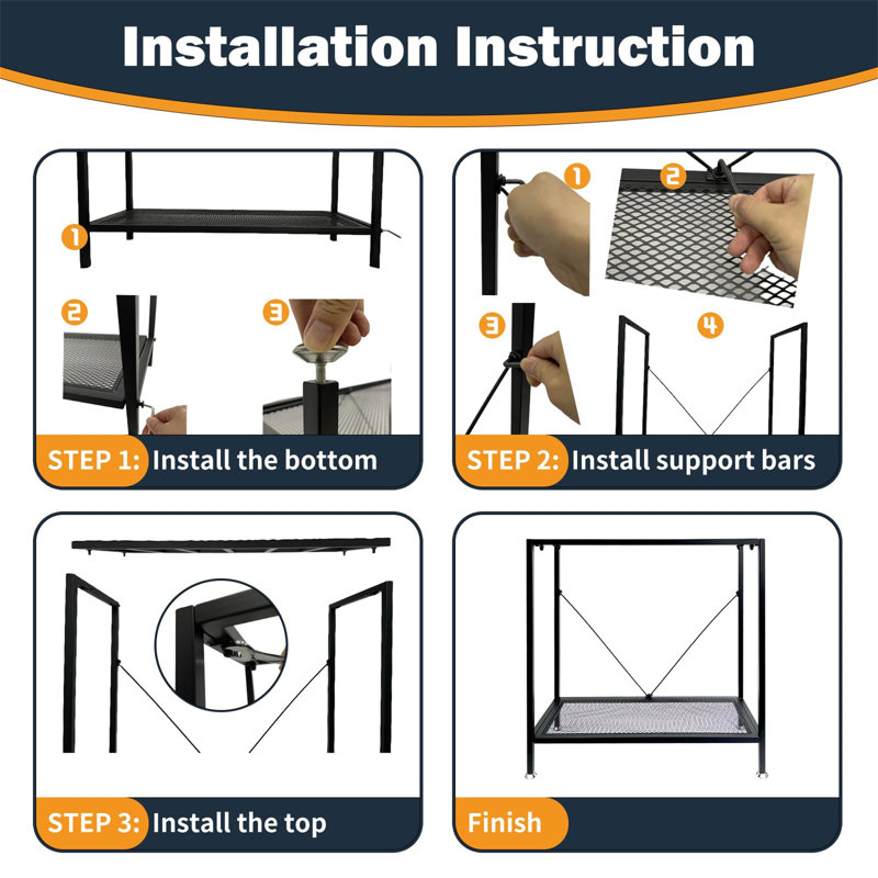 Black Metal 10 Gallon Aquarium Stand with Storage Shelf