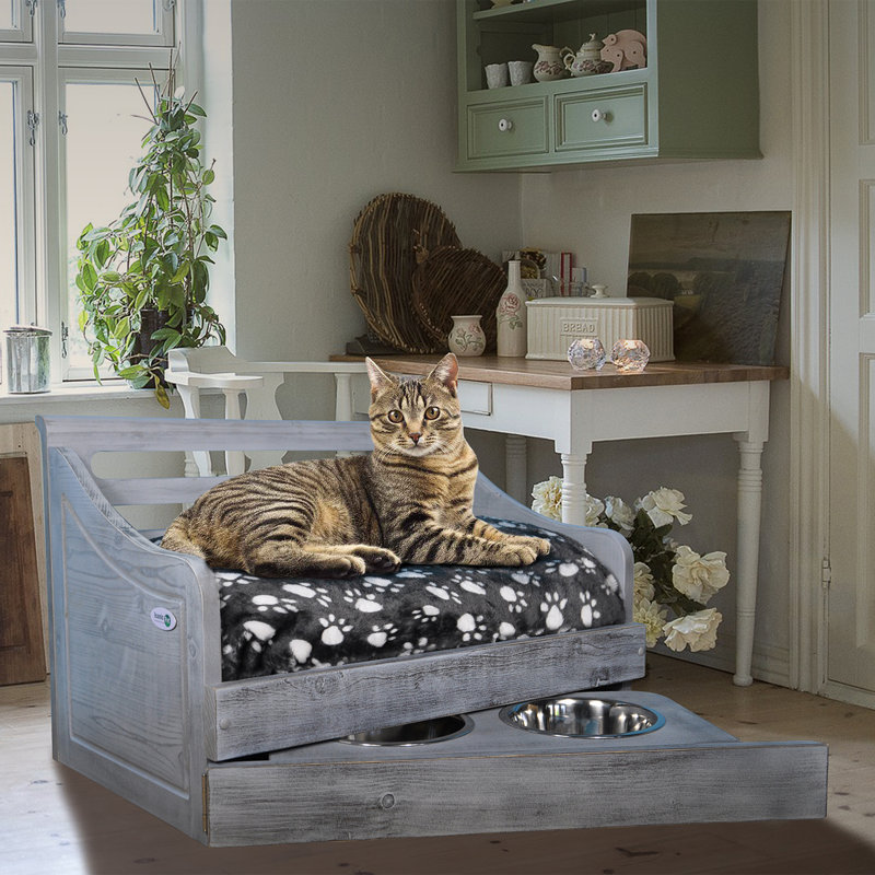 Canapé pour chien en bois Hardesty Paws, Petit (l 15,16 po x P 22,44 po x H 15,35 po), Brun rustique