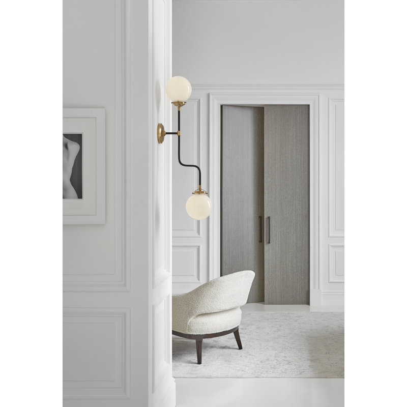 Ian K. Fowler Bistro Double Wall Sconce, Antique Brass, White