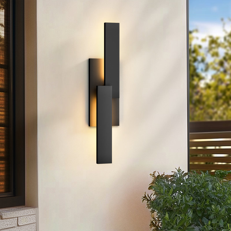 Applique murale d'extérieur à DEL 23,6 po en fer noir à intensité variable, H 23,6 po x l 5,5 po x P 3 po