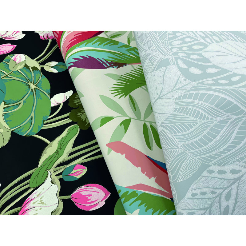 Non-Pasted Floral and Geometric Wallpaper Roll