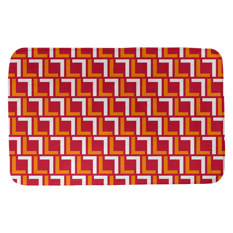 Tapis pour salle de bain Baltimore, l 17 po x L 24 po, Rouge / Orange / Blanc
