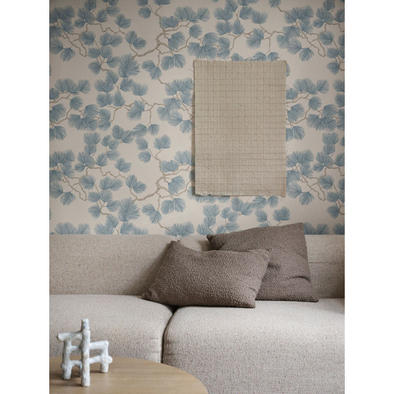 Mons Klint Floral Matte Wallpaper Roll, Misty Blue