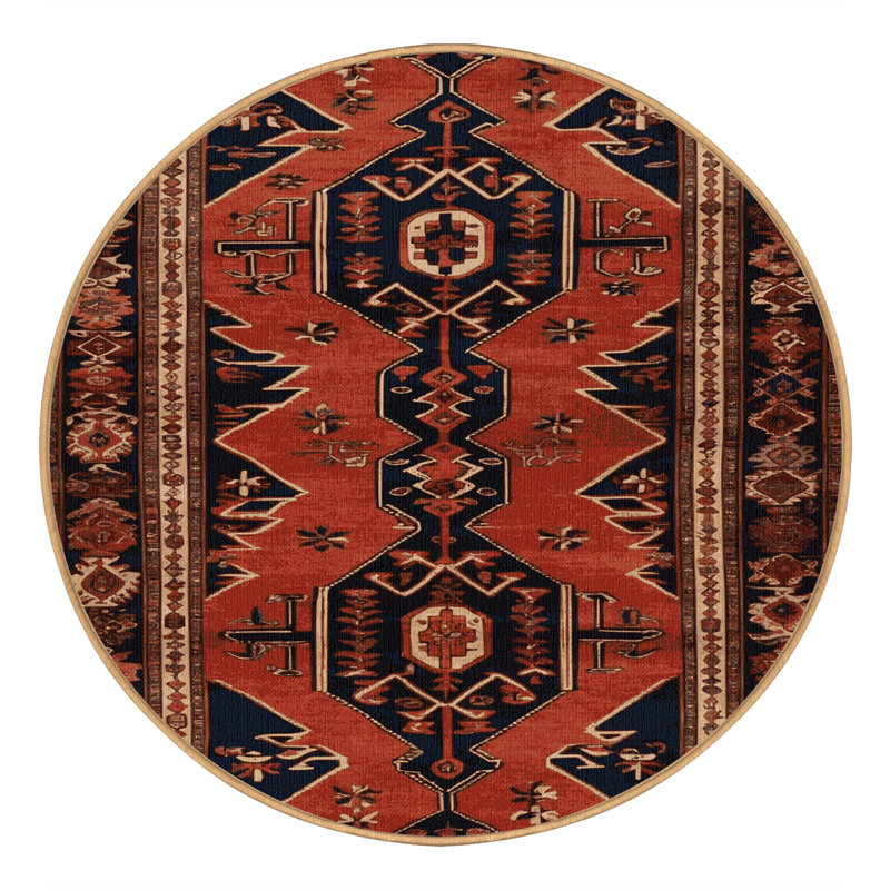 Tapis brun lavable à la machine, Rond 8 pi