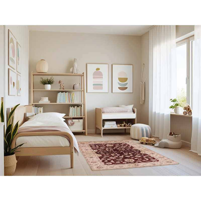 Tapis oriental rouge / beige Barkev, Rectangle 4 pi x 6 pi