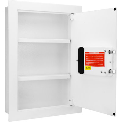 White Biometric Wall Locker - 120 Fingerprint Recognition, Solid Steel Construction, 2 Removable Shelves Right Opening Storage Chest Module, Adjustable
