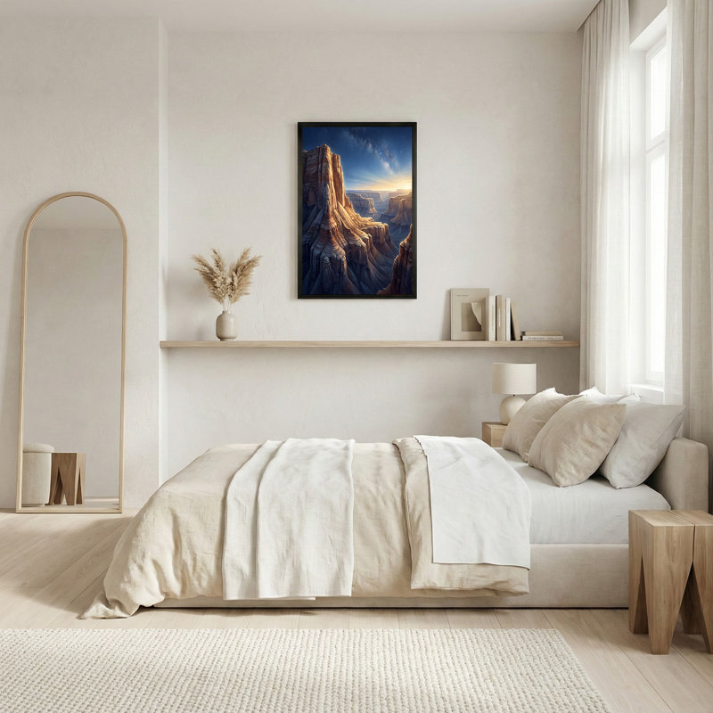 «Sunset Canyon Rock Formations Under Starry Night Sky», art mural, H 20 po x l 30 po