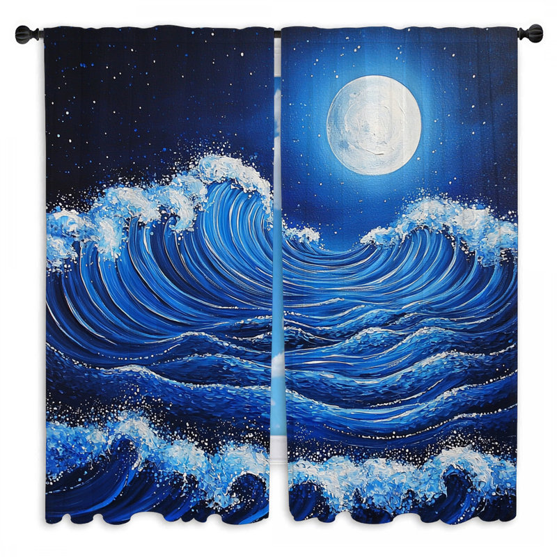 Rideaux de fenêtre lune - 2 panneaux de plage, L 40 po x L 61 po