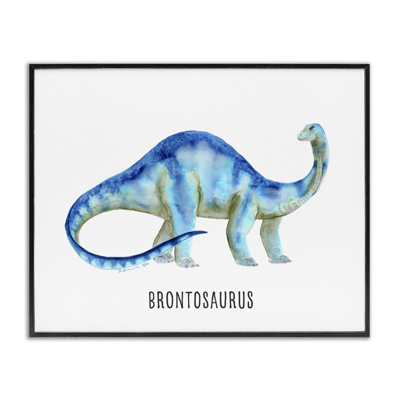  Brontosaure, dinosaure apprenant, estampe numérique encadrée par Brett Blumenthal, Giclée encadrée noir minuit