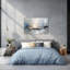 Abstrait, art mural - Toile biblique beige et bleue - Décoration murale chrétienne pour le bureau de la chambre à coucher - 36 po x 24 po