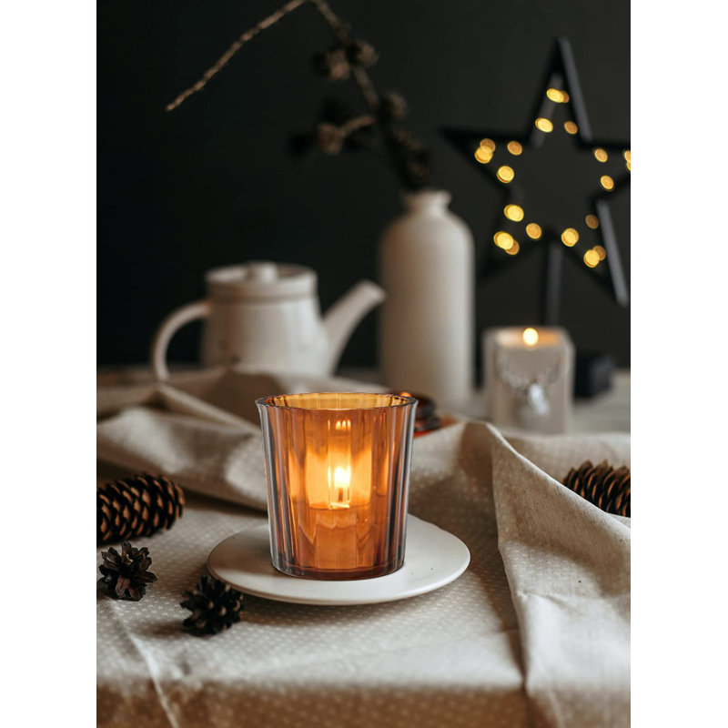 2.5'' H Glass Tabletop Votive Holder, Dark Amber