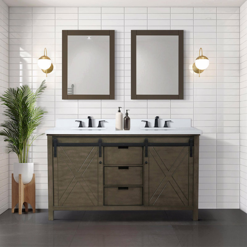 Double Bath Vanity 60 In. W X 22 In. D, Brown