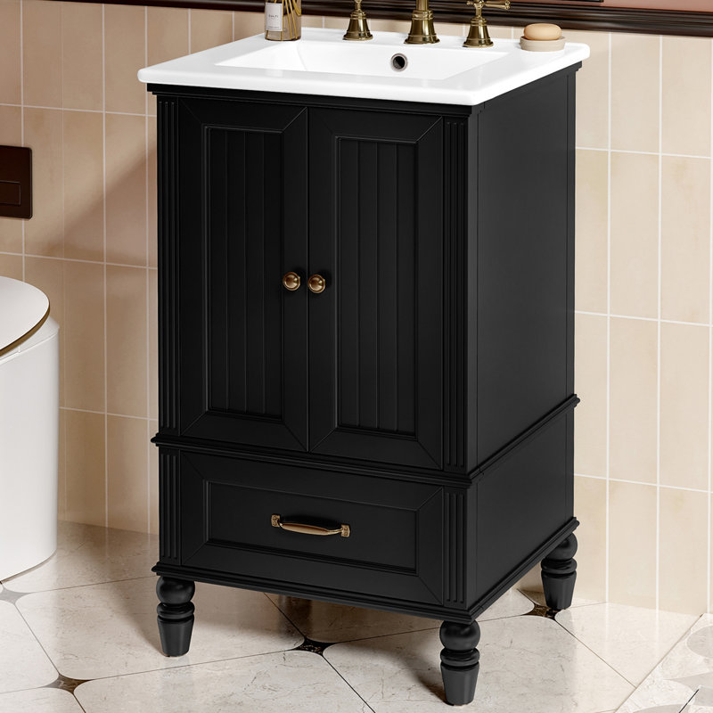 Antony 20'' Single Bathroom Vanity With Ceramic Top, Black
