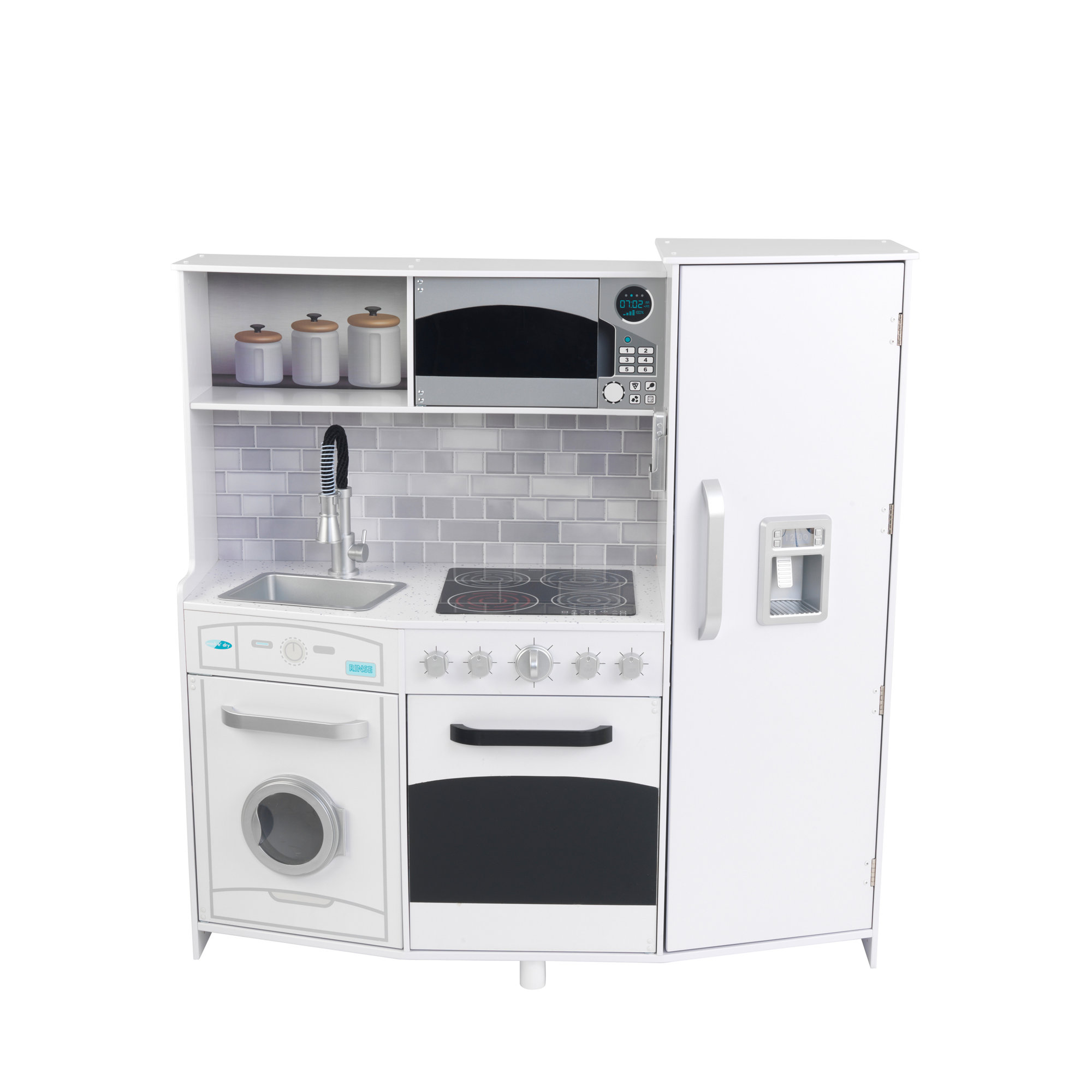 Large White Wooden Play Kitchen with Lights & Sounds, White
