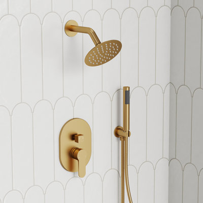  Pressure-Balanced Shower System, 6-Inch Rainfall Shower Faucet with Rough-in Valve
