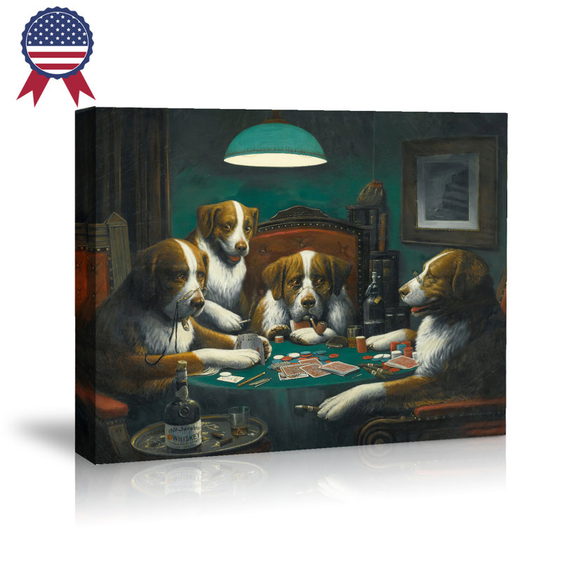 Chiens jouant aux pokers, H 24 po x l 36 po x P 1,5 po