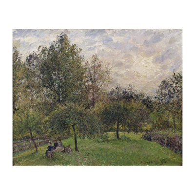 Pommiers et peupliers au soleil couchant par Camille Pissarro - Estampe numérique