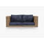 Brown Wicker Outdoor Loveseat, Deep Sea Navy