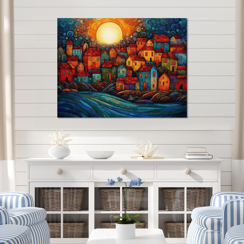 Evening's Embrace By The Coast I, H 16 po x l 32 po x P 1 po, Toile tendue