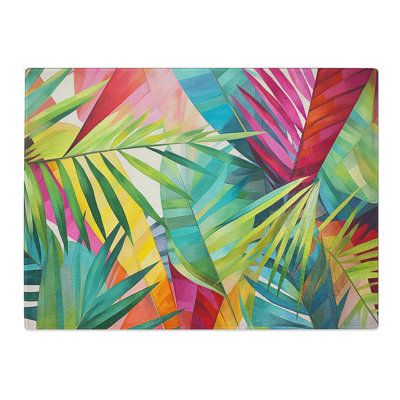 Tropical Leaf Geometric No.2  Glass Chopping Board