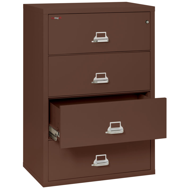 Fireproof 4 - Drawer File Cabinet, Brown, Key Lock