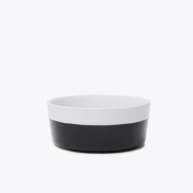 Large Black and White Ceramic Pet Bowl