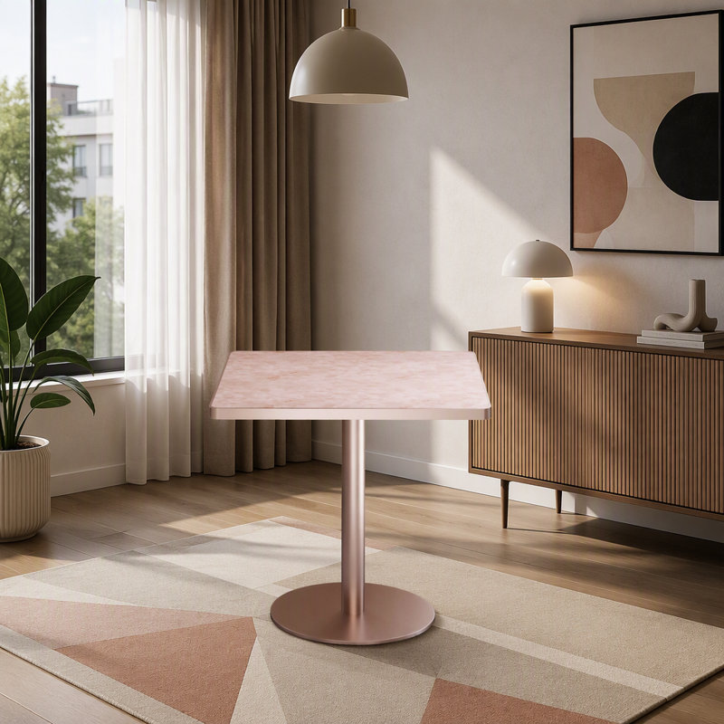 Table de salle à manger 31,5 po Tulip Modern, Pink, Or rose