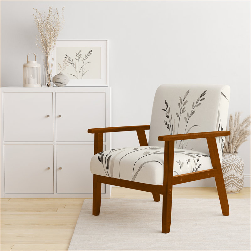 Chaise rembourrée abstraite avec minimalisme, Brown Square Arms