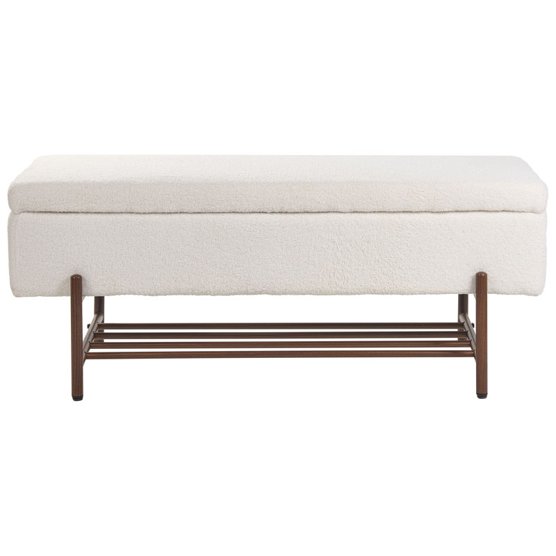 Upholstered Storage Bench, White