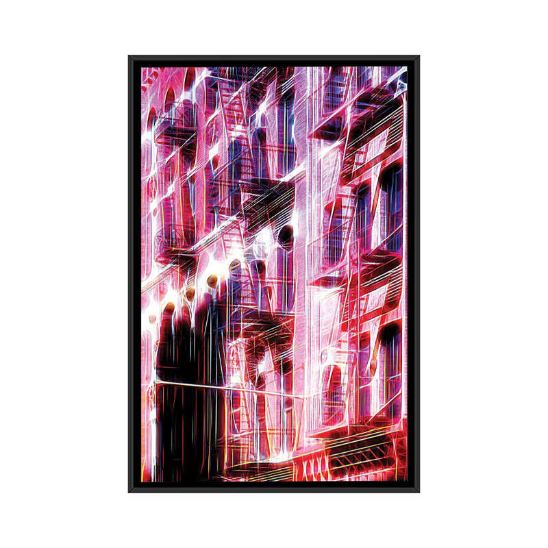 «Red Facade» sur toile, H 26 po x l 18 po x P 1,5 po, Toile avec cadre noir, Pas de tapis