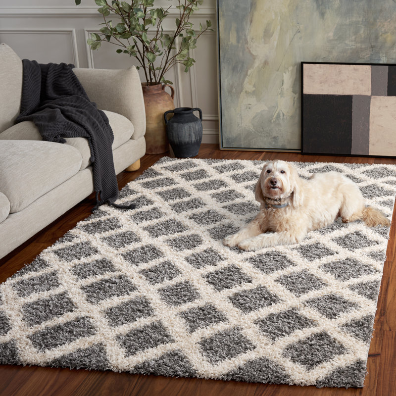 Tapis gris / ivoire Arsheq, Rectangle 6 pi x 9 pi