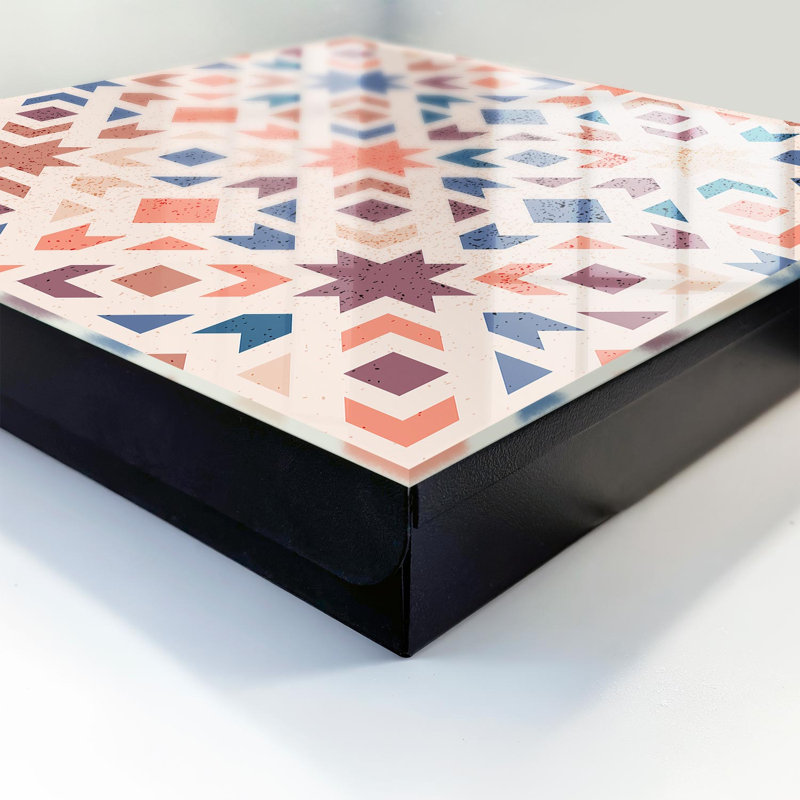 Key box for home, Opens to the right, 30x30x5, Black, Geometric patterns and warm colors, 
