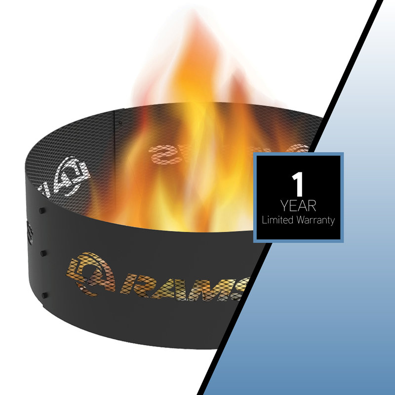 Black Steel 36" Round Fire Ring with Team Logo Cutout