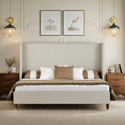 Mozter Upholstered Wingback Bed
