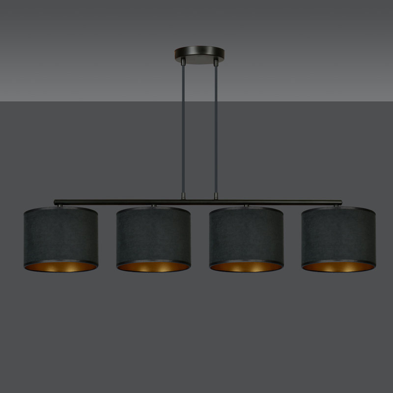 Eamie 4 - Light Kitchen Island Drum Pendant, Black