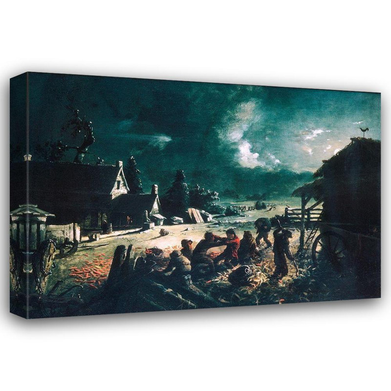 «Ivy Bronx Blythe, David», reproduction d'art sur toile tendue: Corn Husking, H 35 po x l 48 po