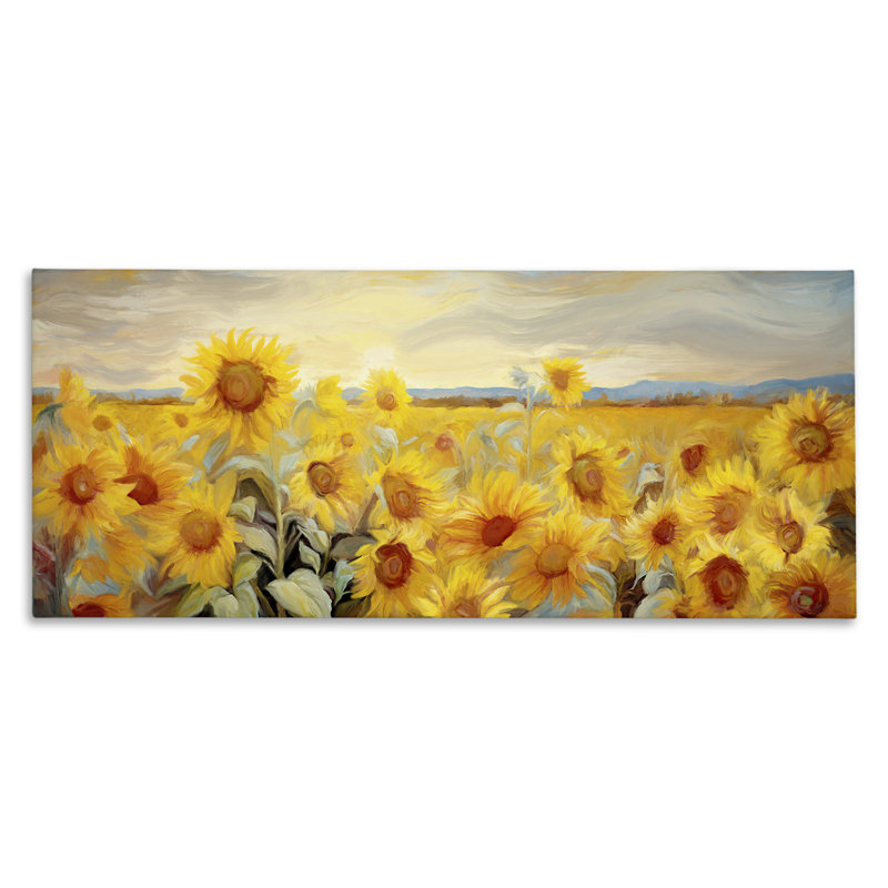 Art mural panoramique sur toile de tournesol par Ramona Murdock, H 17 po x l 40 po