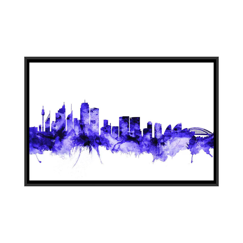 «Sydney, Australie Skyline» par Michael Tompsett, impression sur toile tendue, H 32 po x l 48 po x P 1,5 po, Pas de tapis