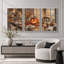 «Rustic Jack O Lantern», art de la salle à manger, photos de la salle à manger, impression sur toile encadrée, impression sur toile, 3 pièces -133594990-133594992