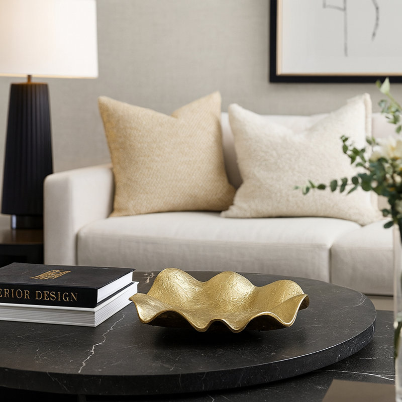 Kenesia Handmade Aluminum Decorative Gold Bowl Tray