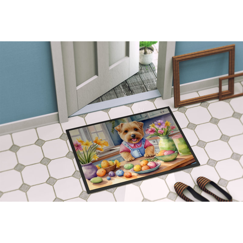 Decorating Easter Norfolk Terrier Doormat, 18" W x 27" L
