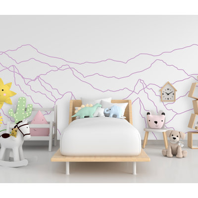 Décalcomanie murale ligne de montagne minimaliste - Autocollant mural paysage moderne pour la maison - Autocollant mural montagne pour chambre d'enfant, chambre de bébé, chambre à coucher et salon