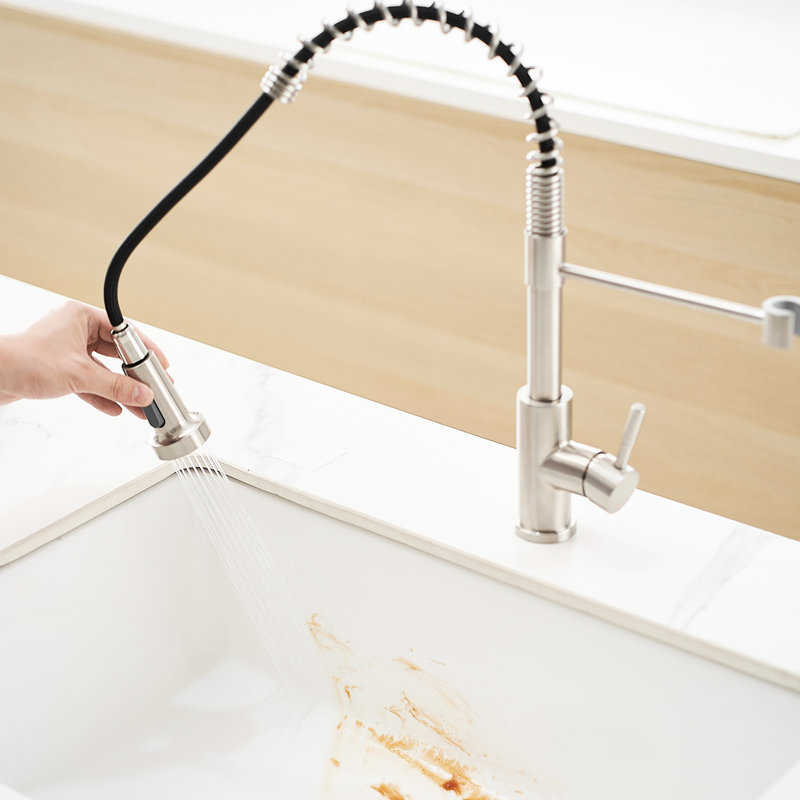 Pull Out Spray Kitchen Faucet, Brushed Nickel Finish, Stainless Steel, Single Handle, Gorgeous Design Faucet, Brushed Nickel