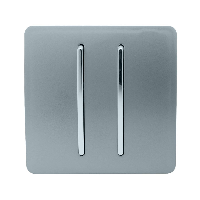 Trendi Switch 2 Gang 1 or 2 way Rocker Light Switch, Cool Grey