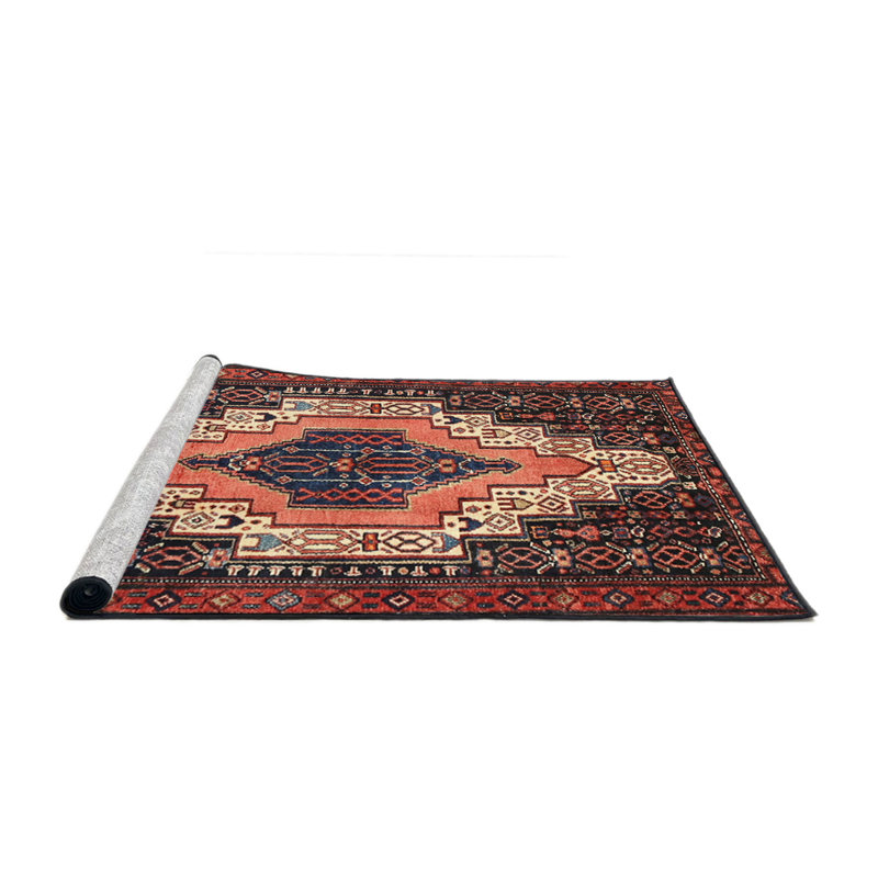 Tapis oriental multicolore tissé à la machine Oriental, Rond 3 pi