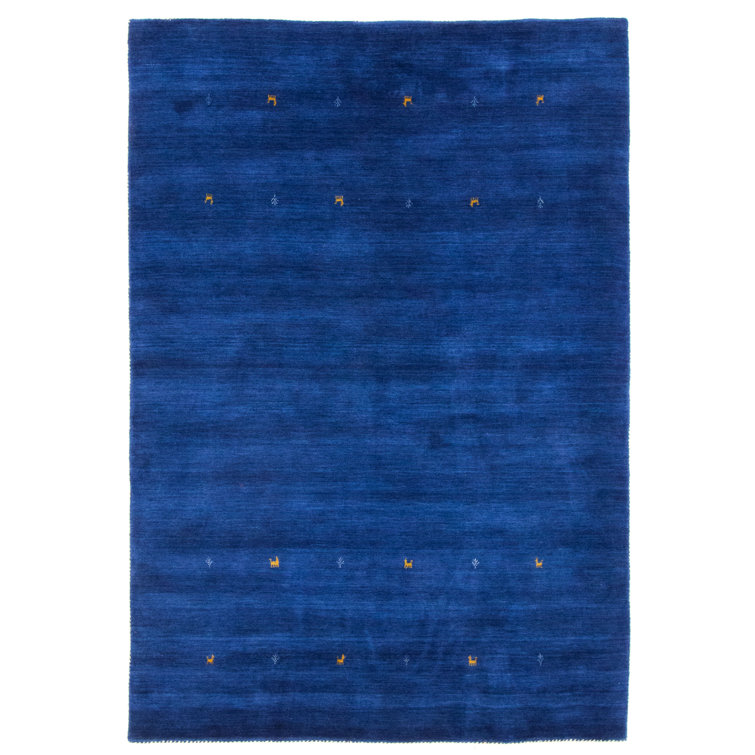 Handwoven Wool Gabbeh Uni Blue Rug