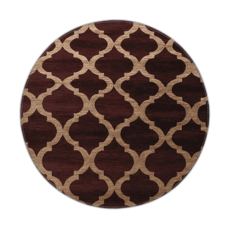 Trellis Black Indoor and Outdoor Area Rug, Rectangle 5' x 7'