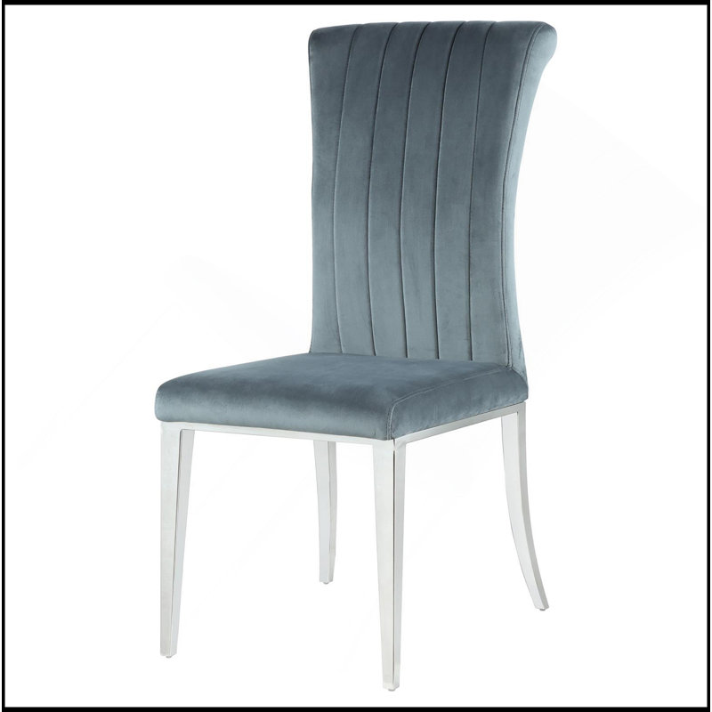 Ensemble de 2 chaises d'appoint capitonnées gris foncé et chrome