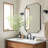 Modern Scalloped Corner Rectangle Bathroom Vanity Mirror | Stainless Steel Frame-451918167-451918165